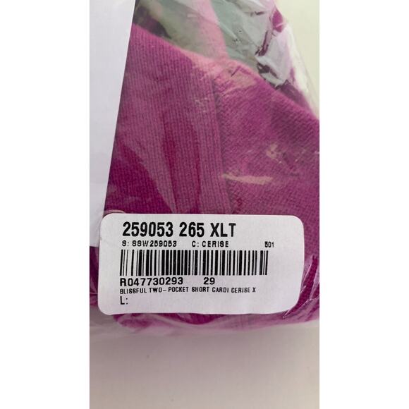 J Jill Womens Cerise Two Pocket Button Down Short Cardigan Long Sleeve Size XLT - Picture 14 of 15